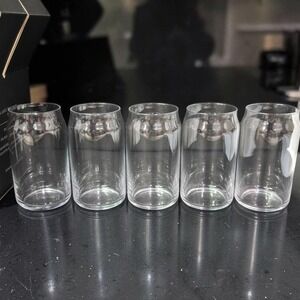 JoyJolt Can Shaped Thick Glass Tumblers, Set of 6, Durable Drinkware Cups